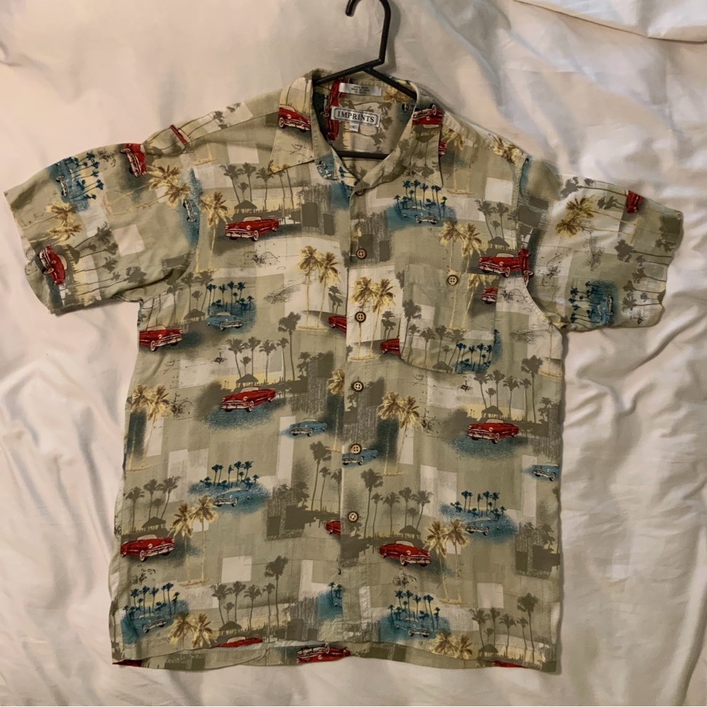 VINTAGE HAWAIIAN ALOHA SHIRT, AUTOMOBILE THEME.